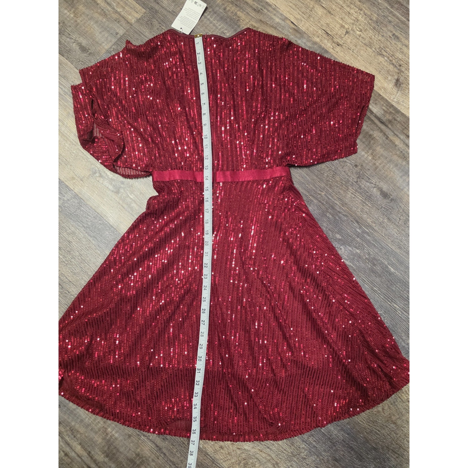 Wedtrend Dress Womens Small Burgundy Red Sequin V-Neck Flutter Sleeve Party Nwt — image 4 of 7